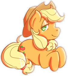 Size: 1020x1130 | Tagged: safe, artist:puppyhonk, imported from derpibooru, applejack, earth pony, pony, cute, female, jackabetes, lidded eyes, lying down, mare, prone, simple background, solo, transparent background