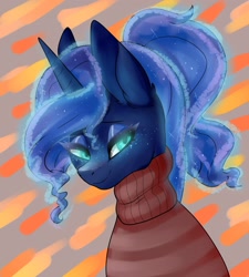 Size: 1412x1566 | Tagged: safe, artist:h0rsefeathers, imported from derpibooru, princess luna, pony, clothes, solo, sweater