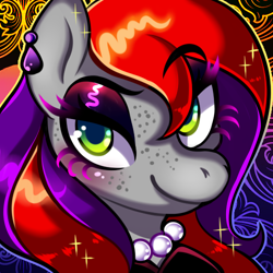 Size: 500x500 | Tagged: safe, imported from derpibooru, oc, oc only, oc:evening prose, pegasus, female, freckles, halloween, holiday, jewelry, mare, necklace, pearl necklace, solo