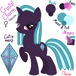 Size: 1080x1080 | Tagged: safe, artist:reicen, imported from derpibooru, oc, oc only, oc:crystal charm, unicorn, female, mare, reference sheet, solo