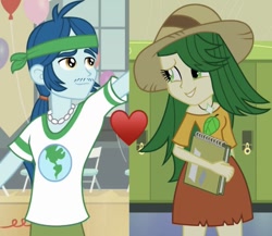 Size: 711x617 | Tagged: safe, imported from derpibooru, screencap, captain planet, sweet leaf, equestria girls, equestria girls (movie), equestria girls series, background human, cropped, eco kids, female, heart, love, male, shipping, shipping domino, straight, sweetplanet