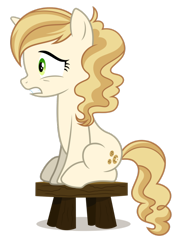 Size: 752x1063 | Tagged: safe, artist:chebut, imported from derpibooru, sweet biscuit, unicorn, spice up your life, female, mare, nervous, simple background, sitting, solo, stool, transparent background, vector