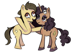Size: 1671x1200 | Tagged: safe, artist:camaleao, imported from derpibooru, oc, earth pony, pony, unicorn, derpibooru community collaboration, 2021 community collab, derp, goth, simple background, transparent background