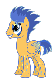 Size: 3134x4678 | Tagged: safe, artist:osipush, edit, editor:nc-tv, imported from derpibooru, flash sentry, pegasus, pony, colored wings, commission, cutie mark magic, folded wings, gradient wings, looking up, male, simple background, smiling, stallion, transparent background, vector, wings