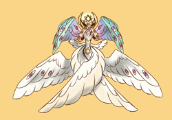 Size: 3376x2368 | Tagged: safe, artist:orphicdove, imported from derpibooru, princess celestia, seraph, angel, biblically accurate angels, christianity, multiple eyes, multiple wings, solo, species swap, wings