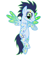 Size: 4060x5552 | Tagged: safe, artist:osipush, edit, editor:nc-tv, imported from derpibooru, soarin', pegasus, pony, alternative cutie mark placement, colored wings, commission, cutie mark magic, facial cutie mark, flying, gradient wings, looking down, male, simple background, smiling, stallion, transparent background, vector, wings