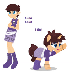 Size: 1280x1280 | Tagged: safe, artist:mario101, imported from derpibooru, pony, unicorn, equestria girls, equestria girls-ified, human and pony, human ponidox, luna loud, ponified, self ponidox, the loud house