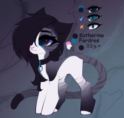 Size: 3248x3088 | Tagged: safe, artist:tomness, imported from ponybooru, oc, cat, cat pony, original species, collar, female, mare, ponysona, reference sheet, solo