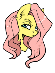 Size: 281x372 | Tagged: safe, artist:twiggydoodle, imported from derpibooru, fluttershy, pegasus, pony, bitchface, bust, female, looking at you, mare, portrait, simple background, solo, three quarter view, white background