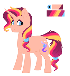 Size: 1296x1398 | Tagged: safe, artist:silentwolf-oficial, imported from derpibooru, oc, oc only, oc:sunlight, pony, unicorn, horn, reference sheet, simple background, solo, unicorn oc, white background