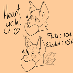 Size: 2000x2000 | Tagged: safe, artist:defiantfox, imported from derpibooru, pony, commission, furry, heart, kissy face, ych sketch, your character here