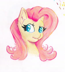 Size: 3851x4251 | Tagged: safe, artist:nedemai, imported from derpibooru, fluttershy, pegasus, pony, bust, colored pencil drawing, female, mare, portrait, simple background, solo, traditional art, white background