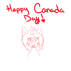 Size: 1000x1000 | Tagged: safe, artist:kaggy009, imported from derpibooru, pony, unicorn, canada day, female, mare, monochrome, solo