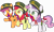 Size: 6627x4000 | Tagged: safe, alternate version, artist:sollace, derpibooru exclusive, imported from derpibooru, apple bloom, scootaloo, sweetie belle, 28 pranks later, .svg available, badge, clothes, cookie zombie, cutie mark crusaders, derp, filly guides, open mouth, rainbow muzzle, raised leg, scout uniform, scoutaloo, show accurate, simple background, transparent background, trio, vector