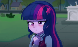 Size: 2658x1631 | Tagged: safe, artist:maren, imported from derpibooru, sci-twi, twilight sparkle, equestria girls, friendship games, bronybait, crying, cute, female, loose hair, open mouth, original hair, sad, sadorable, scene interpretation, screencap background, solo, twiabetes