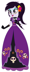 Size: 1920x4536 | Tagged: safe, artist:lhenao, imported from derpibooru, equestria girls, barely eqg related, catalina la catrina, clothes, costume, crossover, simple background, skeleton costume, solo, transparent background