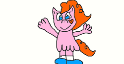 Size: 620x324 | Tagged: safe, artist:sweetheart1012, imported from derpibooru, oc, oc only, crossover, crossover offspring, crossover ship offspring, cute, female, interspecies offspring, male, offspring, parent:pinker, parent:pinkie pie, parent:wander, parents:pinker, simple background, solo, wander over yonder, white background