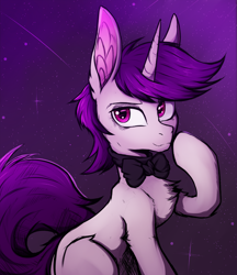 Size: 1900x2200 | Tagged: safe, artist:tatykin, imported from derpibooru, oc, oc only, oc:lapush buns, pony, unicorn, boop, bowtie, bunnycorn, self-boop, solo