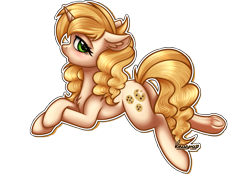 Size: 2480x1748 | Tagged: safe, artist:kruszyna25, artist:kruszynka25, imported from derpibooru, sweet biscuit, pony, unicorn, chest fluff, digital art, ear fluff, female, hoof fluff, lidded eyes, looking at you, lying, mare, simple background, solo, sticker, transparent background, underhoof