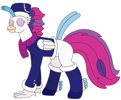 Size: 2899x2400 | Tagged: safe, artist:supahdonarudo, imported from derpibooru, queen novo, classical hippogriff, hippogriff, series:novoember, my little pony: the movie, clothes, coat, eyes closed, hat, leggings, outfit, scarf, simple background, transparent background