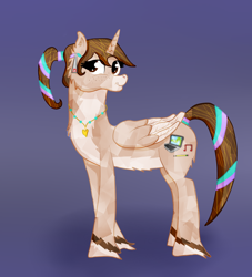 Size: 1140x1257 | Tagged: safe, artist:twin-fan, imported from derpibooru, oc, oc only, alicorn, crystal pony, pony, alicorn oc, female, hoof fluff, horn, jewelry, looking back, mare, necklace, smiling, solo, wings