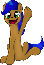 Size: 677x1001 | Tagged: safe, artist:sentireaeris, imported from derpibooru, oc, oc only, oc:pasty, earth pony, pony, earth pony oc, female, looking at you, open mouth, simple background, sitting, solo, solo female, transparent background, waving at you