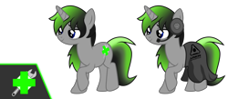Size: 5705x2476 | Tagged: safe, artist:ragedox, imported from derpibooru, oc, oc:mrs. chamomile, pony, unicorn, blue eyes, cutie mark, doctor, doom equestria, female, gray, green, headset, medic, reference, show accurate, simple background, transparent background, vector