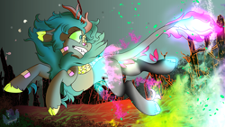 Size: 3840x2160 | Tagged: safe, artist:brainiac, derpibooru exclusive, imported from derpibooru, oc, oc only, kirin, nirik, bandaid, bandaid on nose, nameless kirin, partial nirik, solo