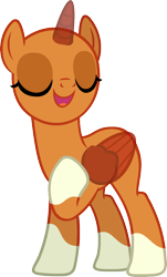 Size: 977x1617 | Tagged: safe, artist:pegasski, imported from derpibooru, oc, oc only, alicorn, pony, the parent map, alicorn oc, bald, base, eyelashes, eyes closed, hooves to the chest, horn, open mouth, raised hoof, simple background, smiling, socks (coat marking), solo, transparent background, two toned wings, wings