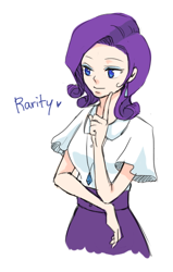 Size: 350x550 | Tagged: safe, artist:ujey02, imported from derpibooru, rarity, human, ear piercing, earring, female, humanized, jewelry, necklace, no pupils, piercing, rosalyn montgomery, simple background, solo, white background