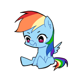 Size: 250x250 | Tagged: safe, artist:ujey02, imported from derpibooru, rainbow dash, pegasus, pony, chibi, cute, dashabetes, ear fluff, simple background, sitting, solo, white background