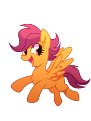 Size: 3120x4160 | Tagged: safe, artist:yaaaco, imported from derpibooru, scootaloo, pegasus, pony, blank flank, cute, cutealoo, female, filly, flying, high res, open mouth, scootaloo can fly, simple background, solo, transparent background