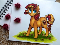 Size: 1280x974 | Tagged: safe, artist:canadianpancake1, imported from derpibooru, sunset shimmer, unicorn, grass, solo, traditional art