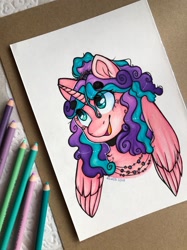 Size: 1280x1707 | Tagged: safe, artist:canadianpancake1, imported from derpibooru, princess flurry heart, alicorn, bust, older, older flurry heart, pencil, solo, traditional art
