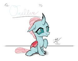 Size: 760x600 | Tagged: safe, artist:johnerose126, imported from derpibooru, ocellus, changedling, changeling, cute, diaocelles, female, simple background, sitting, smiling, solo, white background