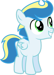 Size: 4000x5524 | Tagged: safe, artist:melisareb, imported from derpibooru, oc, oc only, oc:cloud shaper, pegasus, pony, absurd resolution, colt, male, offspring, parent:rainbow dash, parent:soarin', parents:soarindash, simple background, smiling, solo, transparent background, vector