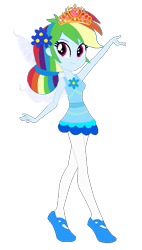 Size: 343x602 | Tagged: safe, artist:cookiechans2, artist:selenaede, artist:user15432, imported from derpibooru, rainbow dash, fairy, human, equestria girls, ballerina, ballet, ballet slippers, base used, blue dress, braided ponytail, clothes, crown, dress, fairy wings, fairyized, flower, flower in hair, jewelry, leggings, ponytail, princess rainbow dash, rainbowrina, regalia, shoes, simple background, slippers, solo, sugar plum fairy, sugarplum fairy, transparent background, tutu, wings
