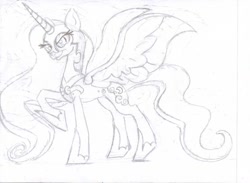 Size: 1024x751 | Tagged: safe, artist:the lone rodent, imported from derpibooru, nightmare moon, alicorn, pony, female, mare, simple background, sketch, solo, white background