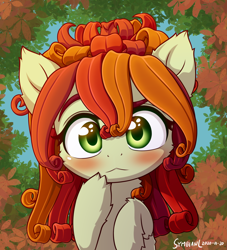 Size: 1600x1760 | Tagged: safe, artist:symbianl, imported from derpibooru, oc, oc:flower, original species, plant pony, pony, blushing, cute, ocbetes, plant, solo