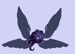 Size: 2508x1820 | Tagged: safe, artist:orphicdove, imported from derpibooru, princess luna, seraph, angeluna, biblically accurate angels, curved horn, horn, multiple eyes, multiple wings, solo, species swap, wings