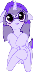 Size: 570x1244 | Tagged: safe, artist:mellow91, imported from derpibooru, oc, oc:glass sight, unicorn, blushing, cute, eye shimmer, eye shine, female, glasses, happy, looking at you, ocbetes, simple background, sitting, smiling, solo, transparent background