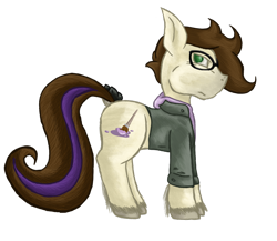 Size: 1702x1476 | Tagged: safe, artist:lil_vampirecj, imported from derpibooru, oc, oc only, oc:cjvampire, earth pony, pony, vampire, derpibooru community collaboration, 2021 community collab, arabian pony, art, bow, brown mane, clothes, cutie mark, glasses, green eyes, hoodie, hooves, jacket, no watermark, paintbrush, simple background, solo, tail bow, tail highlight, transparent background