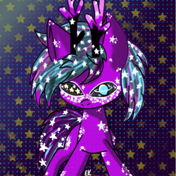 Size: 635x636 | Tagged: safe, artist:galacticaries, imported from derpibooru, oc, oc only, oc:orion, deer, deer pony, original species, abstract background, antlers, male, signature, wingding eyes