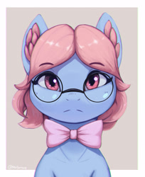 Size: 2440x2996 | Tagged: safe, artist:mrscroup, imported from derpibooru, wind whistler, oc, oc only, oc:wind whistler, pegasus, pony, bow, bust, chromatic aberration, glasses, solo