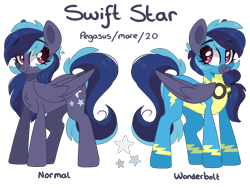 Size: 2224x1668 | Tagged: safe, artist:cinnamontee, imported from derpibooru, oc, oc only, oc:swift star, pegasus, pony, clothes, female, mare, reference sheet, simple background, solo, transparent background, uniform, wonderbolts uniform