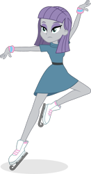 Size: 549x1051 | Tagged: safe, artist:punzil504, imported from derpibooru, maud pie, equestria girls, the gift of the maud pie, belt, clothes, dress, equestria girls interpretation, eyeshadow, female, ice skates, ice skating, makeup, maudjestic, scene interpretation, simple background, skirt, solo, sweatband, transparent background, wristband