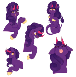 Size: 3000x3063 | Tagged: safe, artist:reallycoykoifish, imported from derpibooru, oc, oc only, oc:wry glimmer, demon, demon pony, original species, pony, anime, horn, manga, multiple horns, simple background, solo, transparent background