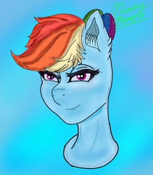 Size: 1148x1312 | Tagged: safe, artist:flammingbrony40, imported from derpibooru, rainbow dash, anthro, pegasus, anime, concept art, cute, ear fluff, head only, headart, mylittlepony