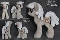 Size: 1307x871 | Tagged: safe, artist:wdeleon, imported from derpibooru, oc, oc:moco, earth pony, pony, commission, custom, custom plush, irl, minky, multiple angles, photo, photography, plushie, solo, standing, toy