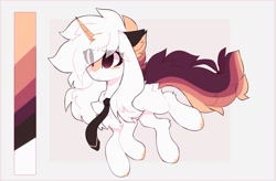 Size: 1570x1028 | Tagged: safe, artist:little-sketches, artist:php146, imported from derpibooru, oc, oc only, oc:ayaka, pony, unicorn, eye clipping through hair, female, mare, necktie, reference sheet, solo